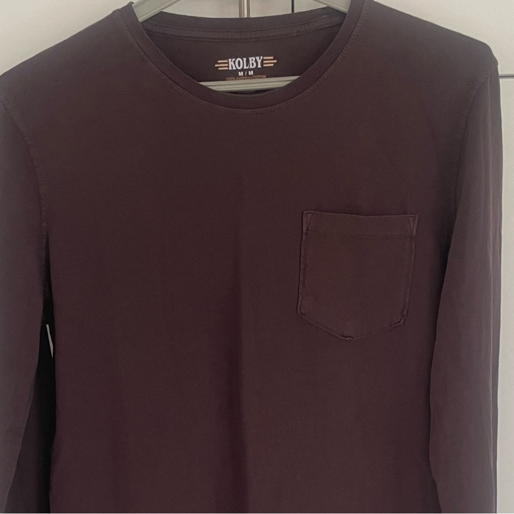 Kolby Mens Maroon Cotton Long Sleeve Shirt M